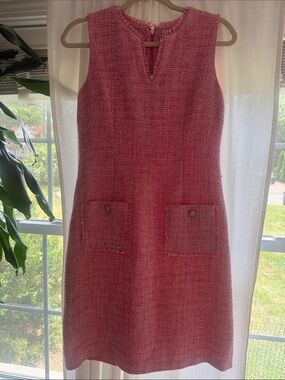 Karl Lagerfeld Rose Pink Tweed Midi Shift Dress